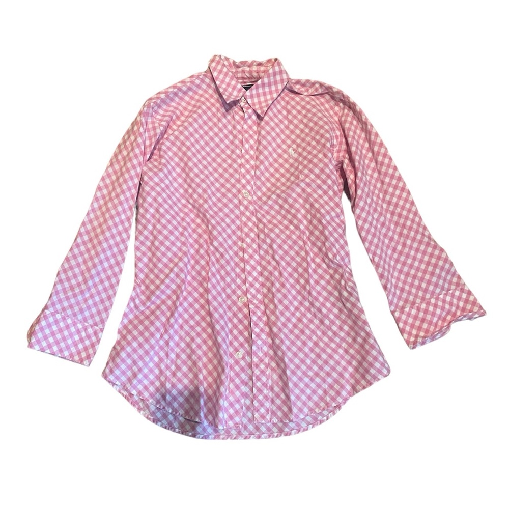 Ralph Lauren pink and white plaid top
